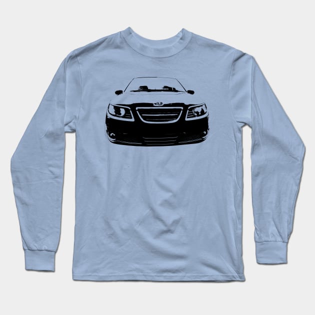 Saab 9-5 1st generation facelift classic car monoblock black Long Sleeve T-Shirt by soitwouldseem